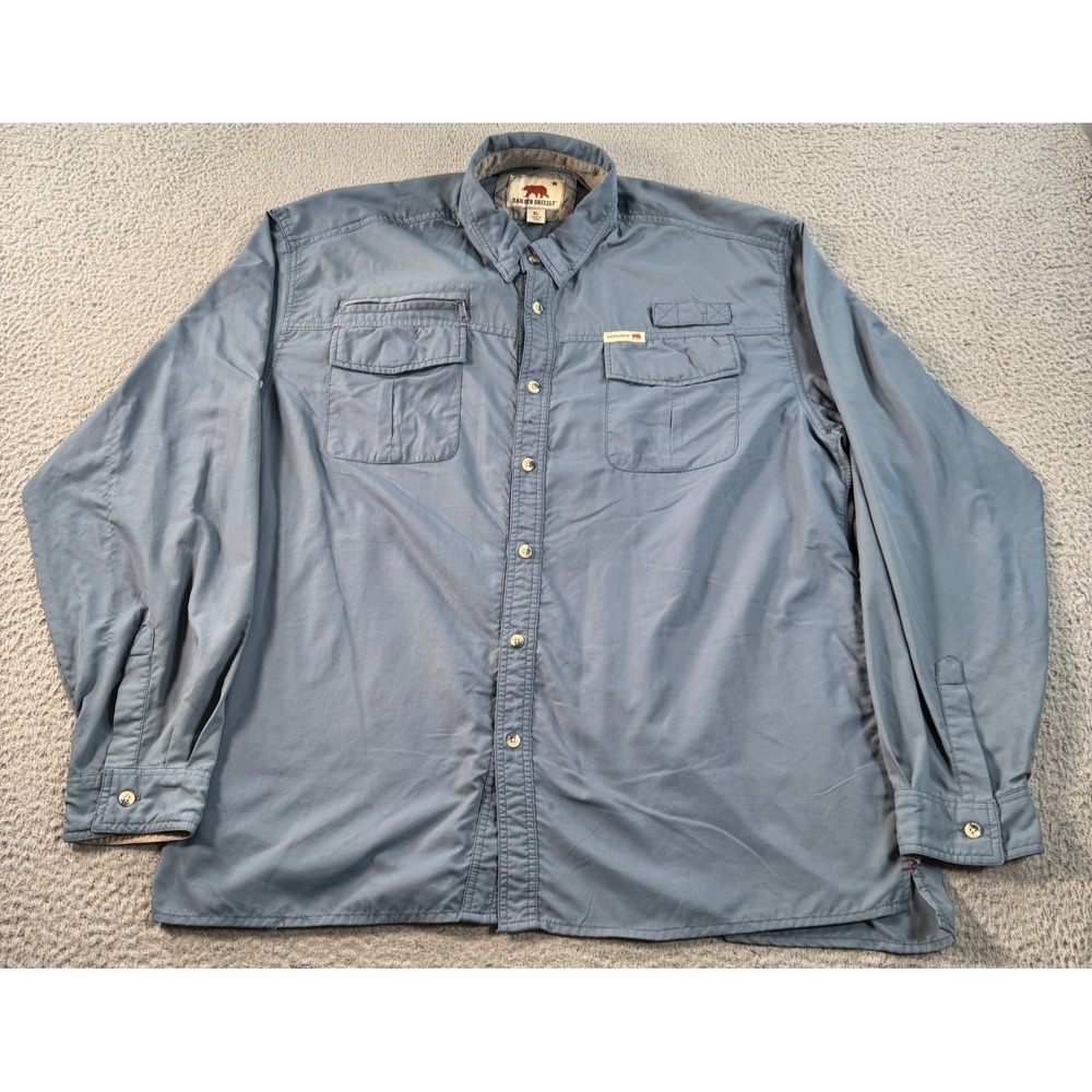 Dakota Grizzly‎ Shirt Men's XL Blue Mesh Lined Vented Fishing Camping Button Up